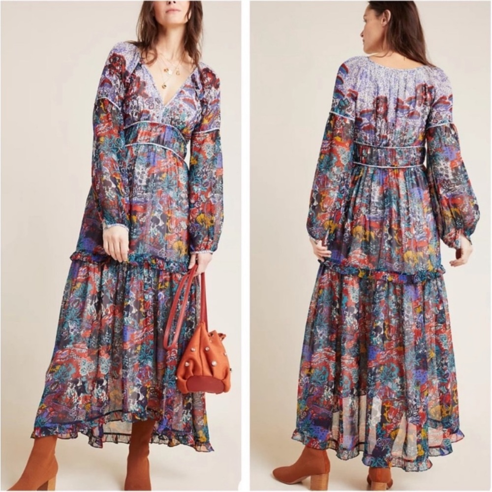 Anthropologie Maeve Annabella Maxi Dress Multicolor